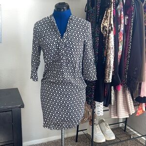 Pattern Long Sleeve Mini Dress